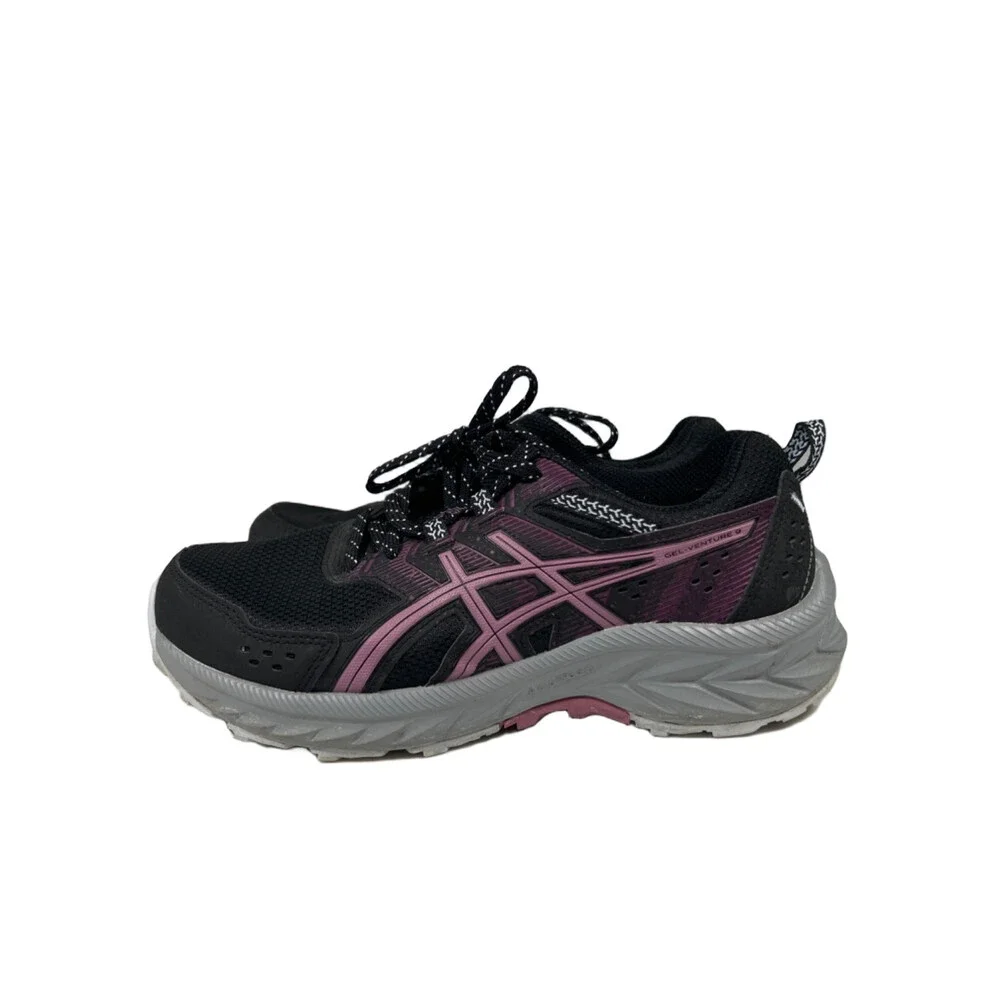 Asics Women's Black/Purple Gel-Venture 9 Lace Up Athletic Shoes - 7.5 Wide